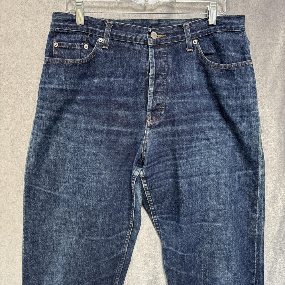 Banana Republic Jeans Mens Large Blue Dark Wash Button Fly Denim Pants 34x28 - Picture 3 of 13